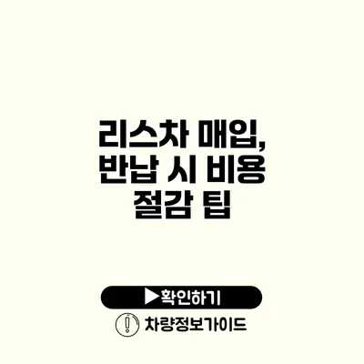 리스차 매입, 반납 시 비용 절감 팁