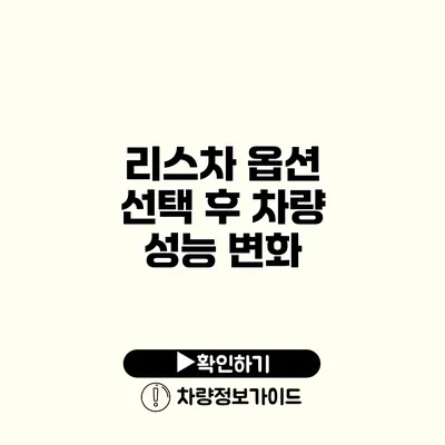 리스차 옵션 선택 후 차량 성능 변화