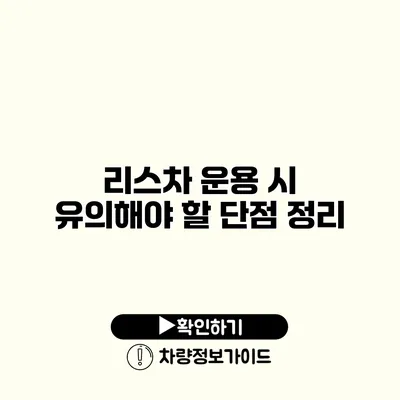 리스차 운용 시 유의해야 할 단점 정리