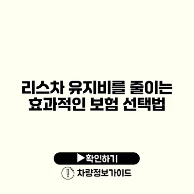 리스차 유지비를 줄이는 효과적인 보험 선택법