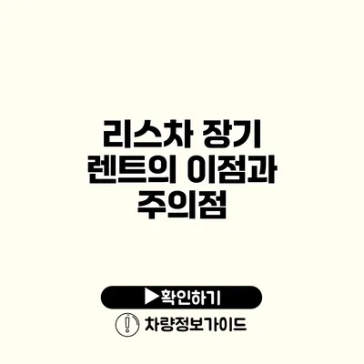 리스차 장기 렌트의 이점과 주의점