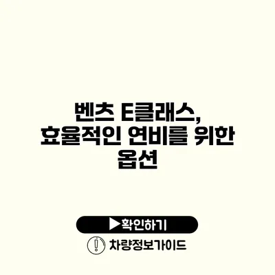 벤츠 E클래스, 효율적인 연비를 위한 옵션