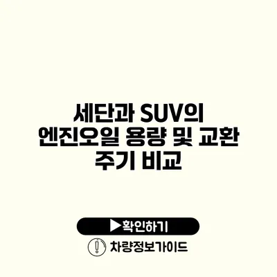 세단과 SUV의 엔진오일 용량 및 교환 주기 비교