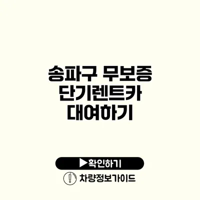 송파구 무보증 단기렌트카 대여하기