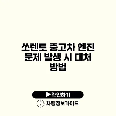 쏘렌토 중고차 엔진 문제 발생 시 대처 방법