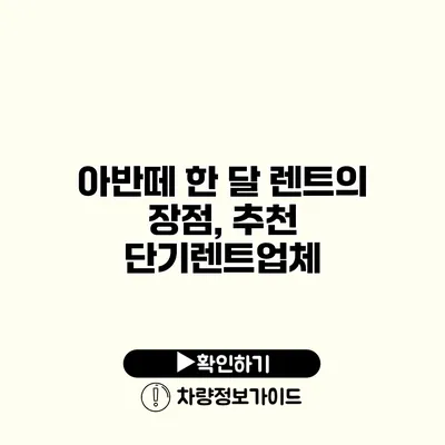 아반떼 한 달 렌트의 장점, 추천 단기렌트업체