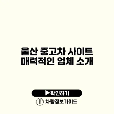 울산 중고차 사이트 매력적인 업체 소개