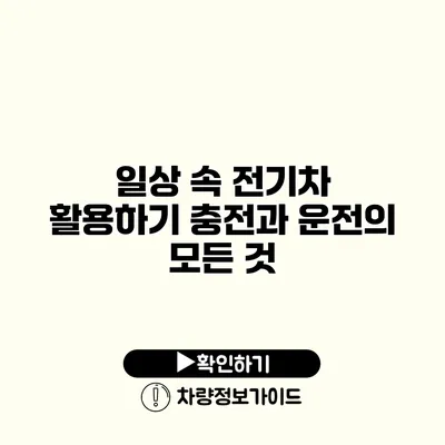 일상 속 전기차 활용하기 충전과 운전의 모든 것