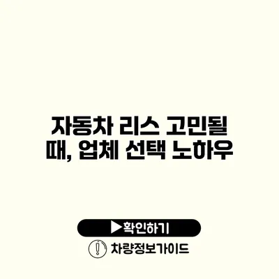 자동차 리스 고민될 때, 업체 선택 노하우 자동차 리스 고민될 때, 업체 선택 노하우
