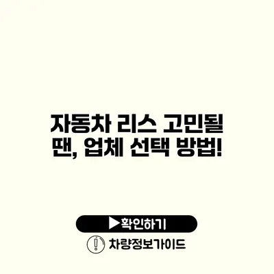 자동차 리스 고민될 땐, 업체 선택 방법!