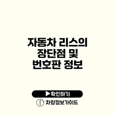 자동차 리스의 장단점 및 번호판 정보