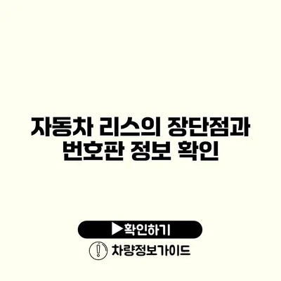 자동차 리스의 장단점과 번호판 정보 확인