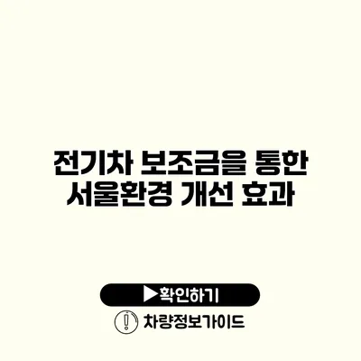 전기차 보조금을 통한 서울환경 개선 효과