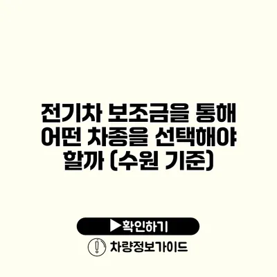 전기차 보조금을 통해 어떤 차종을 선택해야 할까? (수원 기준)