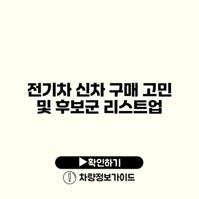 전기차 신차 구매 고민 및 후보군 리스트업