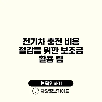 전기차 충전 비용 절감을 위한 보조금 활용 팁