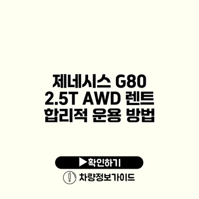 제네시스 G80 2.5T AWD 렌트 합리적 운용 방법