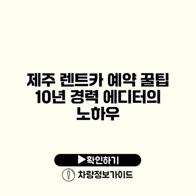 제주 렌트카 예약 꿀팁 10년 경력 에디터의 노하우