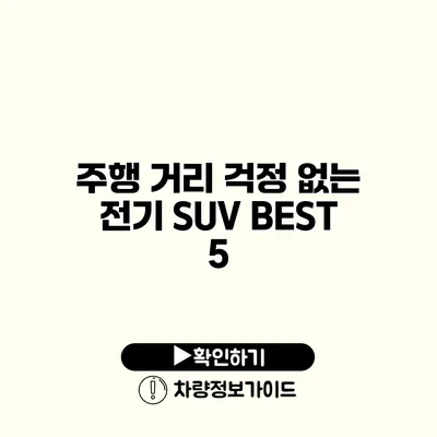 주행 거리 걱정 없는 전기 SUV BEST 5