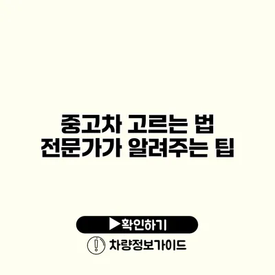 중고차 고르는 법 전문가가 알려주는 팁