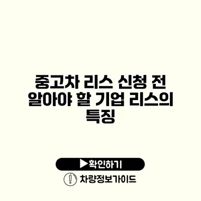 중고차 리스 신청 전 알아야 할 기업 리스의 특징