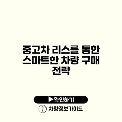 중고차 리스를 통한 스마트한 차량 구매 전략