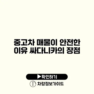 중고차 매물이 안전한 이유 싸다니카의 장점