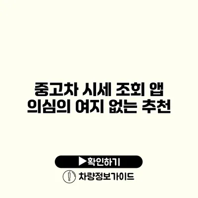 중고차 시세 조회 앱 의심의 여지 없는 추천