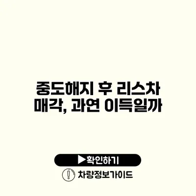 중도해지 후 리스차 매각, 과연 이득일까?