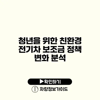 청년을 위한 친환경 전기차 보조금 정책 변화 분석
