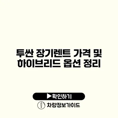 투싼 장기렌트 가격 및 하이브리드 옵션 정리