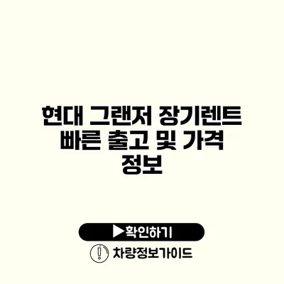 현대 그랜저 장기렌트 빠른 출고 및 가격 정보