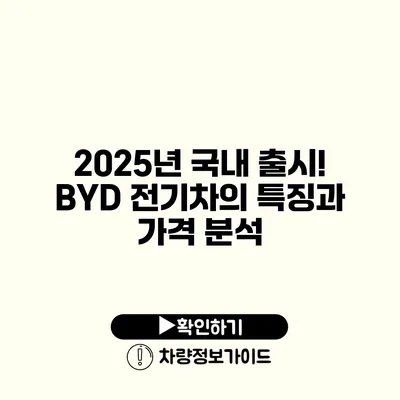 2025년 국내 출시! BYD 전기차의 특징과 가격 분석