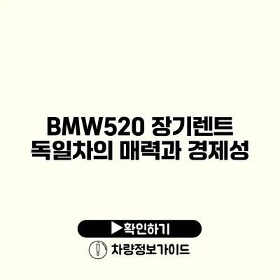 BMW520 장기렌트 독일차의 매력과 경제성