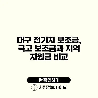 대구 전기차 보조금, 국고 보조금과 지역 지원금 비교