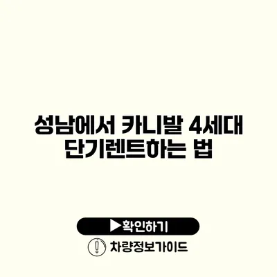 성남에서 카니발 4세대 단기렌트하는 법