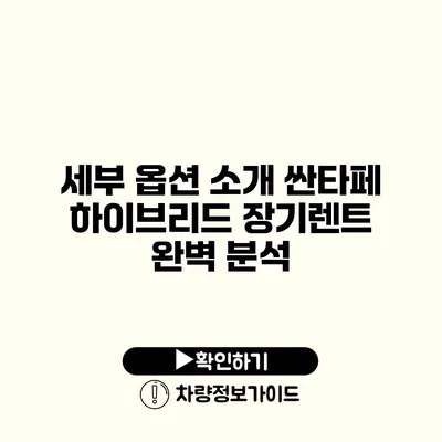 세부 옵션 소개 싼타페 하이브리드 장기렌트 완벽 분석