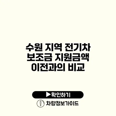수원 지역 전기차 보조금 지원금액 이전과의 비교