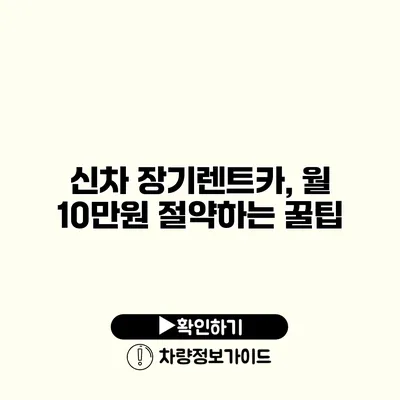 신차 장기렌트카, 월 10만원 절약하는 꿀팁