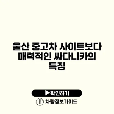 울산 중고차 사이트보다 매력적인 싸다니카의 특징