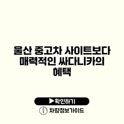 울산 중고차 사이트보다 매력적인 싸다니카의 혜택