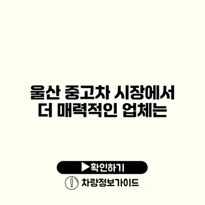 울산 중고차 시장에서 더 매력적인 업체는?