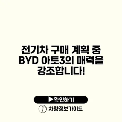 전기차 구매 계획 중? BYD 아토3의 매력을 강조합니다!