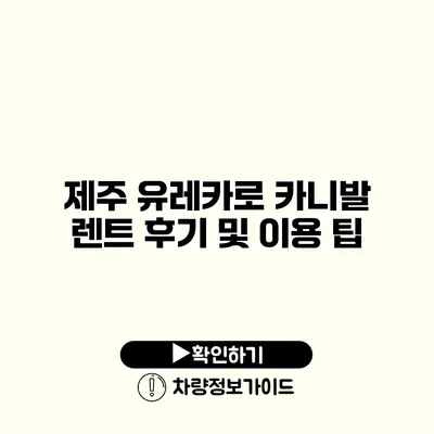 제주 유레카로 카니발 렌트 후기 및 이용 팁