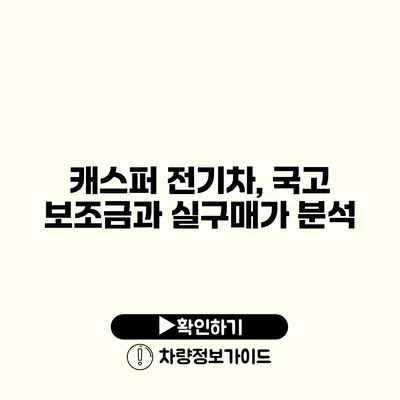 캐스퍼 전기차, 국고 보조금과 실구매가 분석