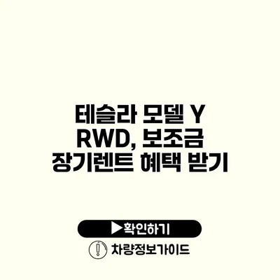 테슬라 모델 Y RWD, 보조금 장기렌트 혜택 받기